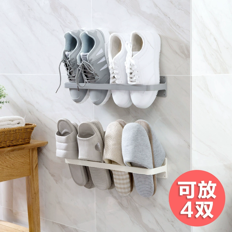 Nhật Bản dán tường kiểu giày treo tường giá treo tường dép ba chiều kệ sneaker lưu trữ giá treo tường phòng tắm giá treo tường - Kệ