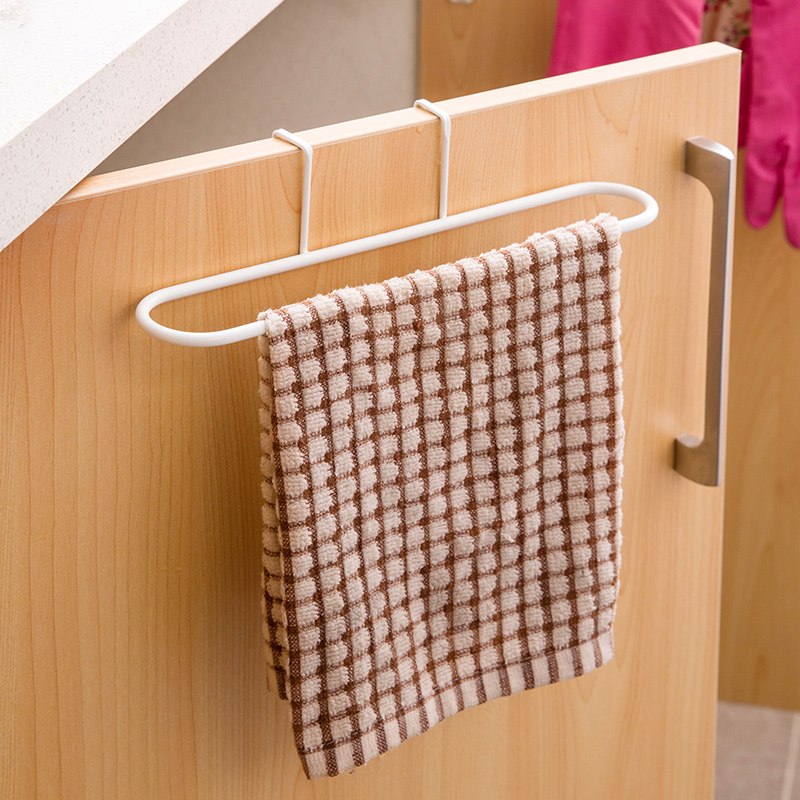 Home Wall-mounted Fur Towel Rack Kitchen Cabinet Door Rear Rag Shelf Creative Bathroom Hooks hanging rack Hanging Door Shelve