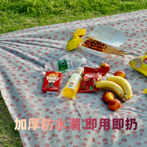 Picnic mat ins Wind disposable picnic cloth thickened waterproof and ready to use net red beach mat camping lawn mat