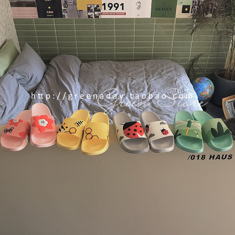 *green house* 19 spring and summer cute cartoon forest non-slip wearable home slippers