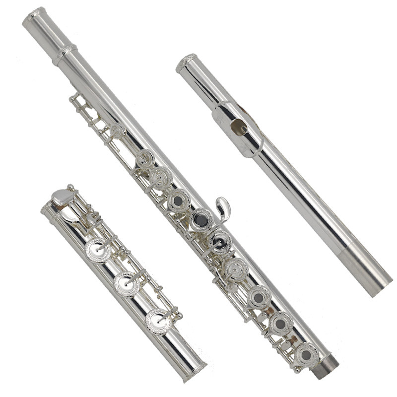 Emery long flute 17 open and closed hole B tail instrument white brass silver plated long flute beginner professional test for professional examination