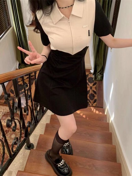 polo衫母女装连衣裙洋气全家装高端网红炸街亲子装一家三口四口潮