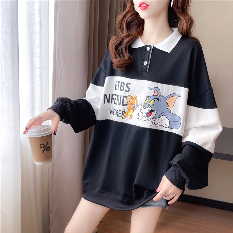 Pregnancy Women's Clothing Fashion Spring Autumn Winter Loose Blouses SURGE SPLICING INSERT COLOR POLO COLLAR GESTATION MOTHER GUSH COTTON T WOMAN