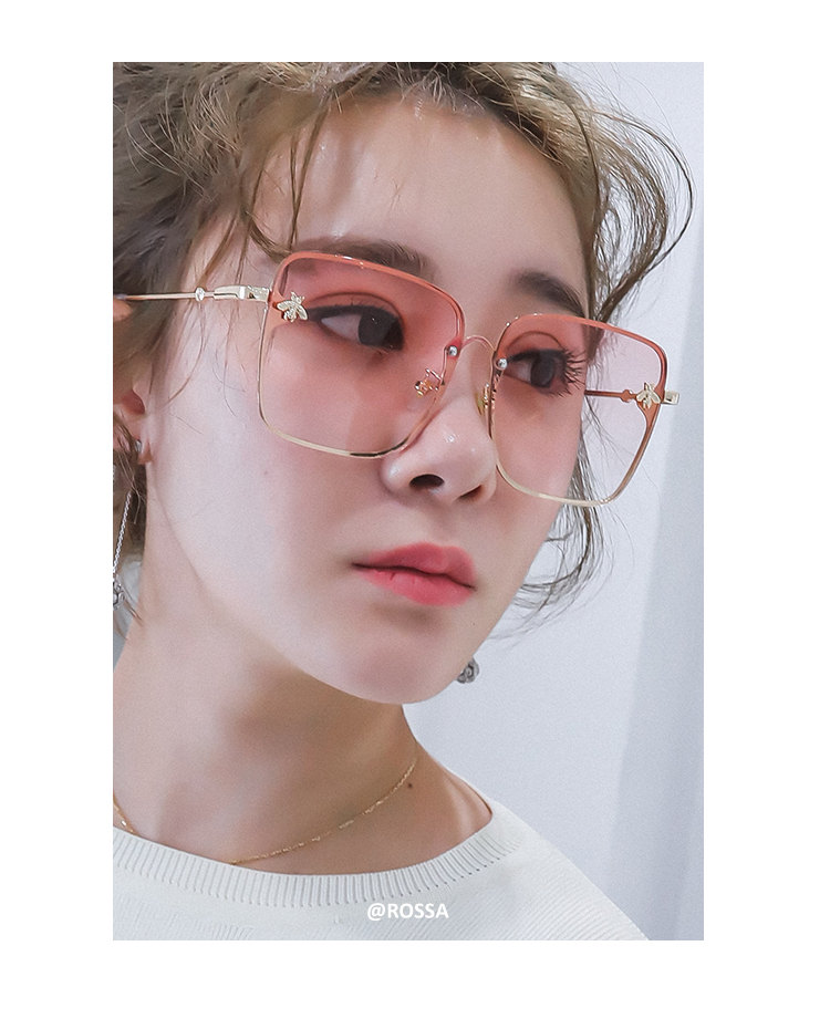 Ngôi sao thời trang gradient hồng tròn mặt kính râm hộp nữ thủy triều 2018 mới màu đỏ phiên bản Hàn Quốc của kính râm hộp lớn kính mắt quang nhãn