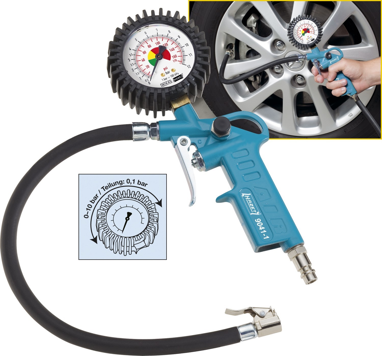 Germany HAZET 9041-1 tire inflation gun tire pressure gauge imported high-end car special tools
