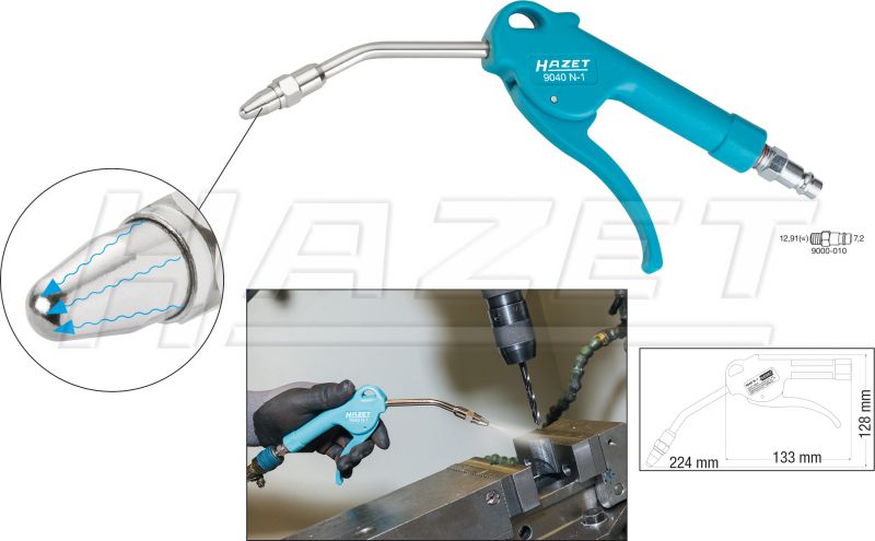 Súng thổi nylon HAZET của Đức Súng thổi bụi 9040N-1 Đức nhập khẩu dụng cụ khí nén 205mm máy xịt khí nén mini