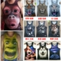 Khỉ gorilla căng mồ hôi vest doodle khỉ vest 3D mô hình động vật nam kích thước lớn mùa xuân và mùa thu chạm đáy áo áo ba lỗ tập gym