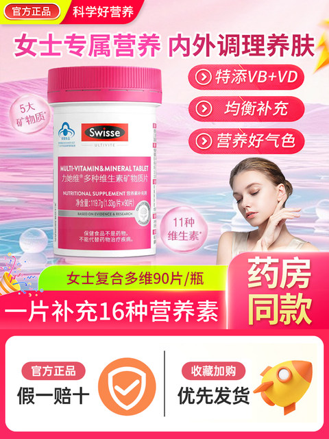 Swisse Women's Multivitamin Supplement with Genuine Minerals, Niacinamide, and Folic Acid Official