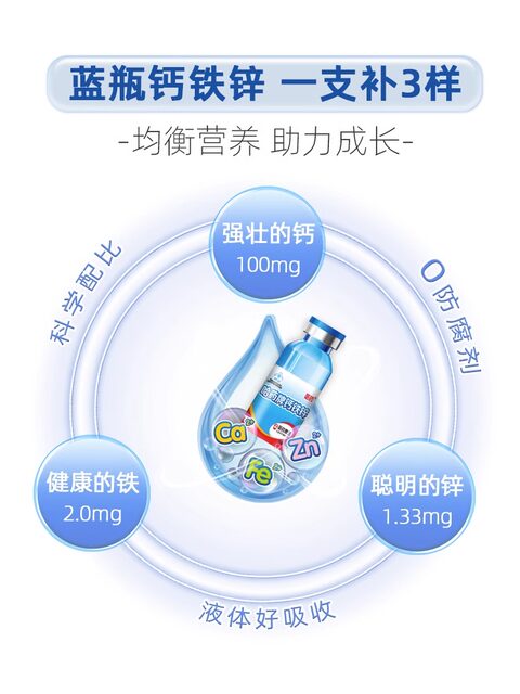 Harbin Medicine Calcium Iron and Zinc Oral Liquid Children's Calcium Supplement Liquid Calcium Trisin Small Blue Bottle Calcium Gluconate Zinc Oral Solution