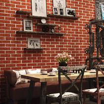 Retro simple three-dimensional imitation red brick white brick blue brick wallpaper non-woven wallpaper hotel clothing store TV background wall