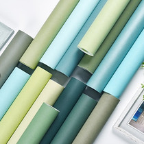 Solid color fresh green wallpaper long fiber non-woven wallpaper minimalist modern living room bedroom TV Wall clothing store