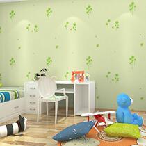 Simple modern wallpaper fresh light green pink three-dimensional pastoral small floral wallpaper bedroom childrens room kindergarten