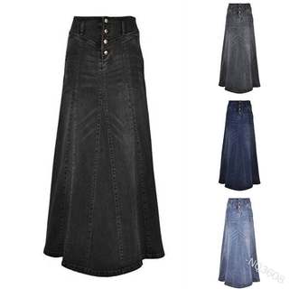 2024 Korean Style Denim Skirt With High Waist Pockets, Loose