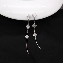 Korea Long Four Leaf Flowers Ear Clamp Without Earring Female Clip-style False Ear Nails Adjustable Pain-Free Allergy