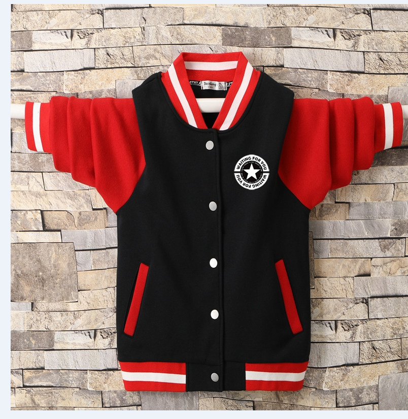 Spring and Autumn New Boys Big Boy Jacket Plus Velvet Baseball Jacket Jacket Casual Loose Edition Boys and Children