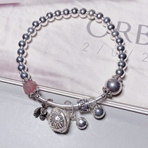  S925 Omiya bell Sterling silver Bracelet Female Flower Natural Strawberry Crystal Retro Ethnic wind bell Transfer beads 2021