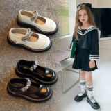 Обувь для принцессы для черной кожи, детские летние тонкие туфли в английском стиле, мягкая подошва, коллекция 2021, в британском стиле