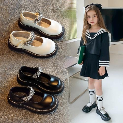 Обувь для принцессы для черной кожи, детские летние тонкие туфли в английском стиле, мягкая подошва, коллекция 2021, в британском стиле