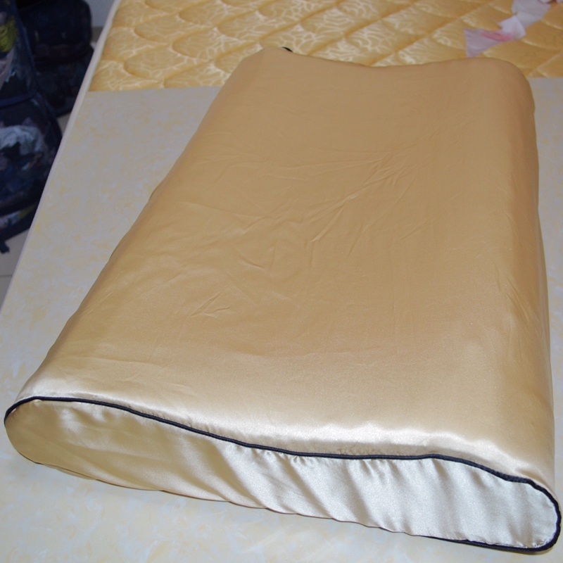 Vỏ gối bằng lụa cao su hai mặt nặng 100% lụa Silk Satin mềm mượt Shun Chất béo cao và thấp Bộ nhớ gối cổ - Gối trường hợp gối nước