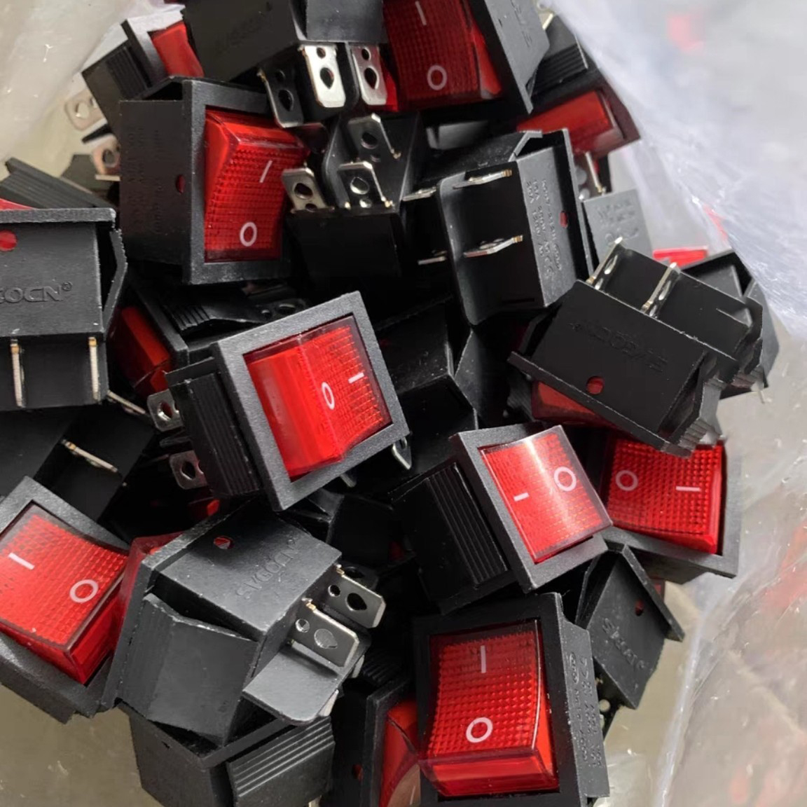 Solid version machine switch GS361A boat shaped wane power button with lamp 4 feet 2 stalls red 15A 250V printing equipment