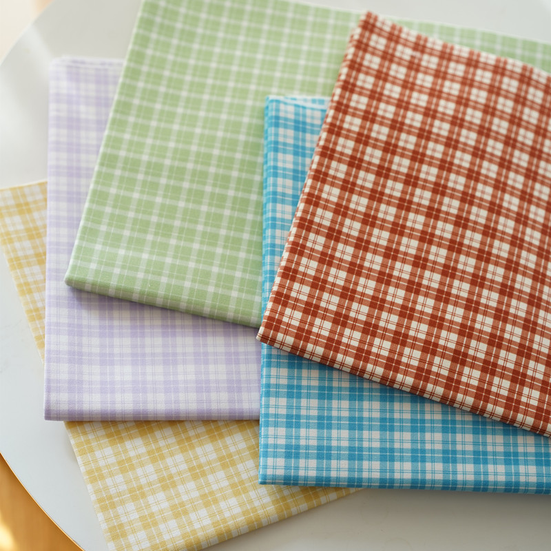 Multi-Colored Plaid Fabric, Pure Cotton 8-Ounce Fine Canvas, Thickened Handmade DIY Fabric for Bags and Inner Lining