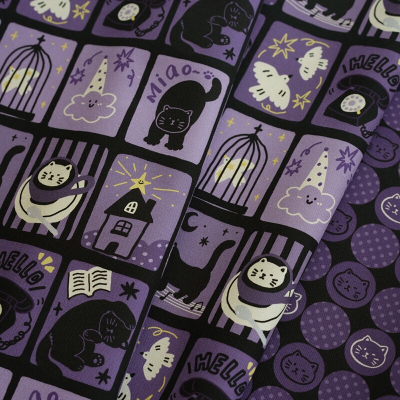 Madaha Copyright Purple Night Black Cat Pure Cotton 8 an Fine Canvas Cotton Seed Shell Thickened Handmade DIY Fabric Handmade Bag Madaha Copyright Purple Night Black Cat Pure Cotton 8 an Fine Canvas Cotton Seed Shell Thickened Handmade DIY Fabric Handmade Bag