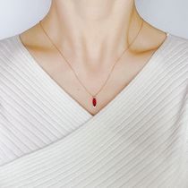 FADOOJ Day of light luxury and light jewels 10k gold horse eye shaped red corundum blue corundum necklace neck chain female ornament