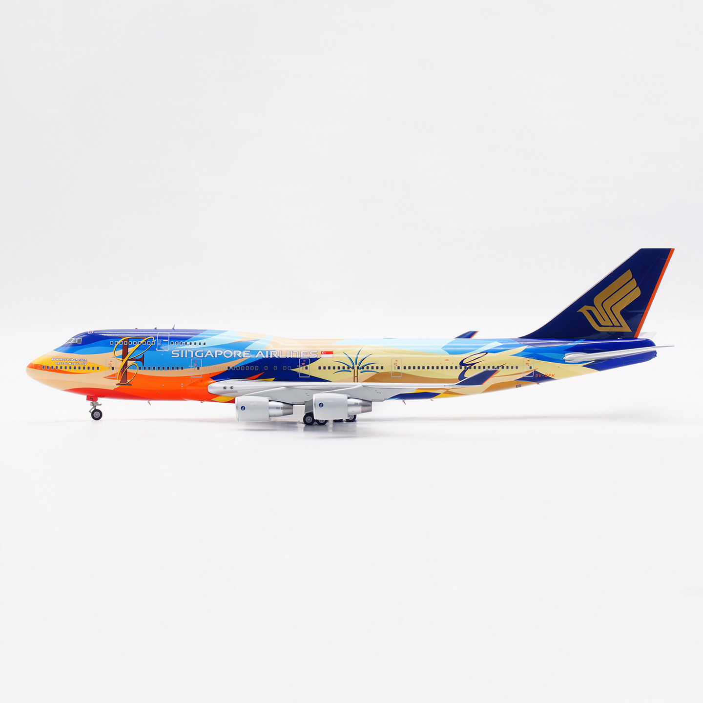 シンガポール航空　B747-F MEGA ARK 貨物機　模型 S 新加坡航空B747-400 9V-SPK 七色鸟SQ Wings 1:200合金飞机模型_航模_