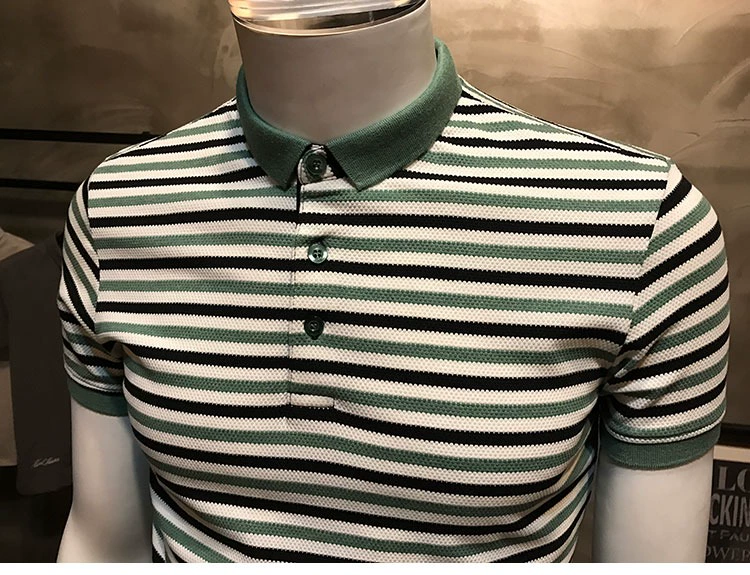 Mùa hè 2019 mới thời trang áo polo sọc nam phiên bản Hàn Quốc của áo sơ mi nhỏ Paul áo sơ mi mỏng tay ngắn ao polo