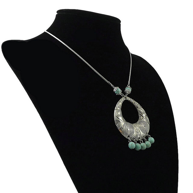 Retro Ethnic Style Geometric Alloy Tassel Artificial Gemstones Womenu0027S Necklace