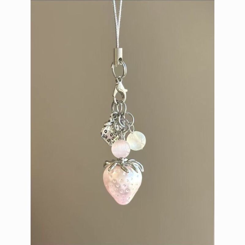 Girly Strawberry Phone Chain ins Pink Bag Pendant Best Friend Gift Exquisite High-End Cute Strawberry Lanyard