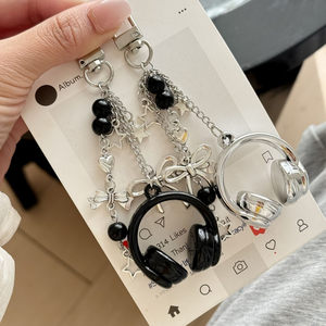 Original ins Fall in Love with Music Headphone Bag Keychain Personalized Backpack Pendant for Men and Women