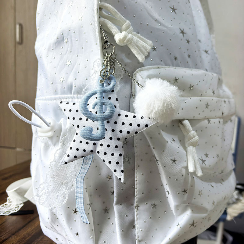 Subculture Accessories ins Polka Dot Five-Pointed Star Silver Musical Note Ball Bowknot Vintage Versatile Necklace Keychain