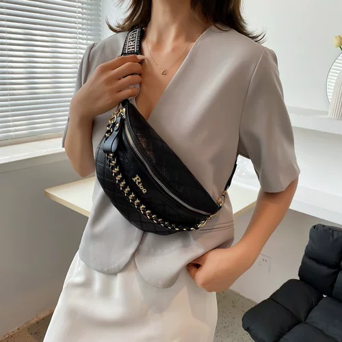 Черная полиуретановая нагрудная сумка, сумка на одно плечо с молнией, поясная сумка, коллекция 2023