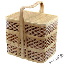 Refer bamboo food basket multi - layer bamboo food box Hotel pastries box rectangular turtle back delivery basket