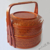 Round two - story food delivery basket takeaway bamboo - wrapped handbamboo - basket fruit picnic household bamboo basket