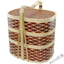 Three - layer egg - type cross - flower delivery basket takeaway bamboo pack lunch box handcuff basket multi - layer Bye fruit basket