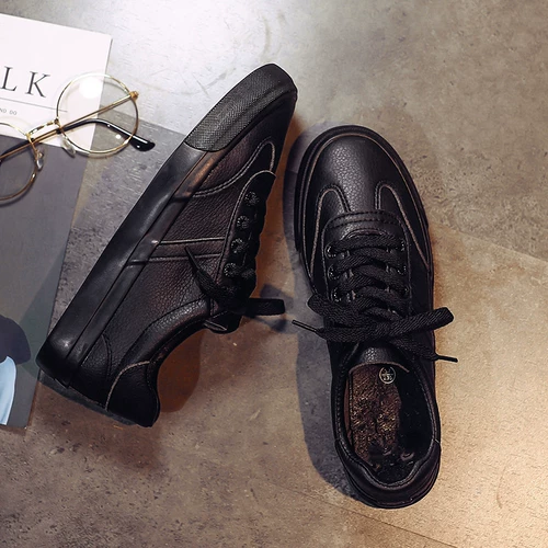 ВСЕ -БЛАНКА SPRING LEATHER NOUDLE INS Гонконг вкусовые туфли с плоской панель
