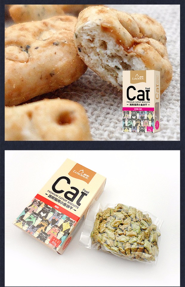 Mèo tham nhũng - Lusi Cat Snacks Cat Mint Cat Biscuits Go Hairball Cat Snacks Fish Cat Mint 80g - Đồ ăn nhẹ cho mèo 	đồ ăn vặt cho mèo con