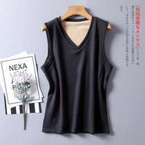 Autumn and winter new mens mulberry silk brushed thickened warm vest base plus velvet silk jacket autumn clothes