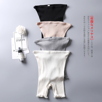 Highlighting Silk plus cotton belly leggings elastic thread pants culottes anti-light three-point safety pants