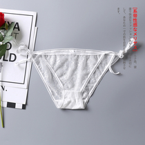 Sexy lace low waist real silk Tiny word pants Temptation Mulberry Silk Slim with T-pants Perspectives transparent female panties