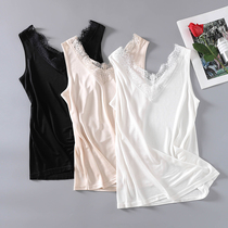 Summer mulberry silk lace V-neck suspenders short silk vest womens bottoming coat wear commuter base shirt