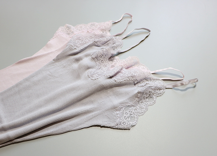 Xuất khẩu lụa cao cấp dành cho nữ ren đáy ống cộng với chất liệu cotton thun co giãn cao áo kiểu trung niên