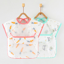 Children Hood Clothing Summer Short Sleeves Slim pure cotton male and female baby eating surrounding pocket waterproof and anti-dirty infant saliva towel