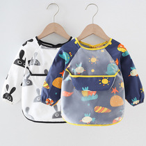 Baby Eating Hood Hood Pocket Baby Pure Cotton Waterproof Anti-Dirty Protective Clothing Long Sleeve Children Autumn Winter Apron Anti-Wear