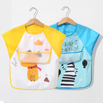 Short sleeve hood children eating bib waterproof and anti-dirty summer thin male and female baby anti-wear baby food for dinner