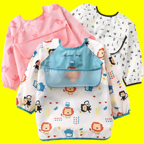 Baby Dining Hood Clothing Cartoon Long Sleeve Baby Boy Bib Hood Autumn Winter Male And Female Anti-Dirty Waterproof Anti-Dress Eating Clothes