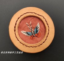 Handmade leather goods vegetable tanned cowhide DIY flower and bird clothing patches handmade embroidery old embroidery pieces Beijing embroidery handmade embroidery