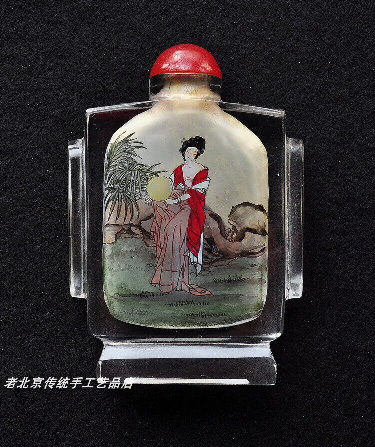 Lady figure Old inner painting Pure hand-painted snuff bottle Cultural Revolution Foreign Exchange gifts Old goods National tradition Old Beijing handicraft